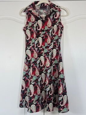 Voodoo Vixen Saranya Paisley Print Sleeveless Dress Black Red Size Medium